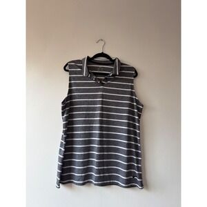 Nike Dri-FIT Sleeveless Tank Polo Shirt Gray White Striped XXL Womens Athletic